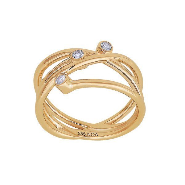 Siersbøl ring i 14 karat guld med 3 diamanter 0,12 ct – moderne og elegant guldring.